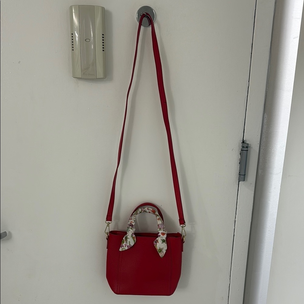 Macy's Red Crossbody Bag with Metallic Hardware
